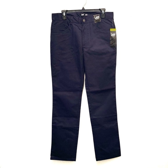 NWT Lee Men Navy Blue Slim Straight Classic Fit Trouser Work Uniform Pants 32x34 - Picture 1 of 10